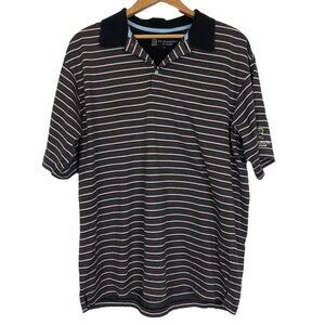 St. Andrews of Scotland Men's Golf Polo Shirt Sz Large Short Sleeve Striped Blue